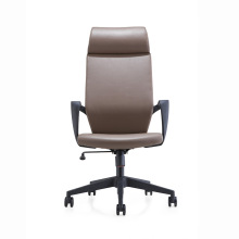 High Back Leather Cover Swivel Office Chair for Manager with Nylon Base